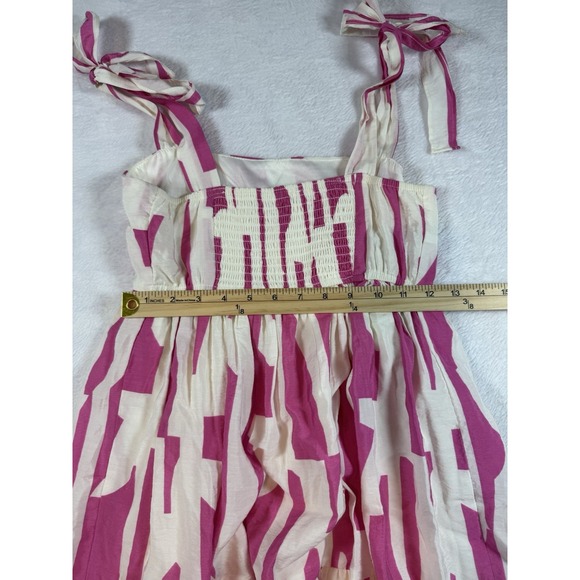 Tie strap Abstract Maxi Dress In Fuchsia Size Small Beach Vacation Vibes - Picture 9 of 9
